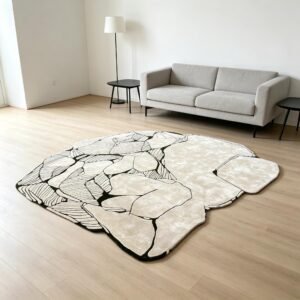 Hand‑Tufted Irregular Stone‑Inspired Line‑Art Rug