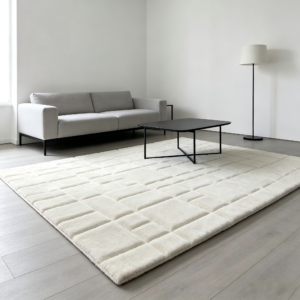 Hand‑Tufted 3D Textured Mosaic Grid Rug