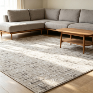 Hand‑Tufted Neutral Distressed Geometric Texture Rug