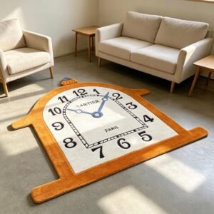 Hand‑Tufted Special‑Shape Clock Art Rug