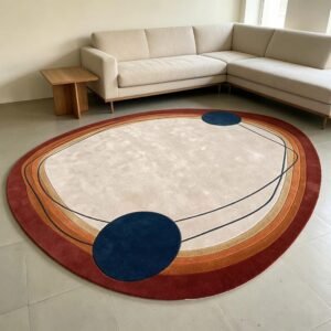 Hand‑Tufted Irregular Oval Abstract Planet‑Style Rug