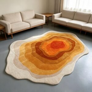 Organic Shape Hand‑Tufted Wool Area Rug