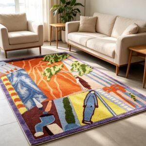 Hand‑Tufted Pictorial Story‑Scene Art Rug