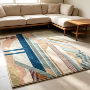 Hand‑Tufted Art Deco Geometric Architectural Rug